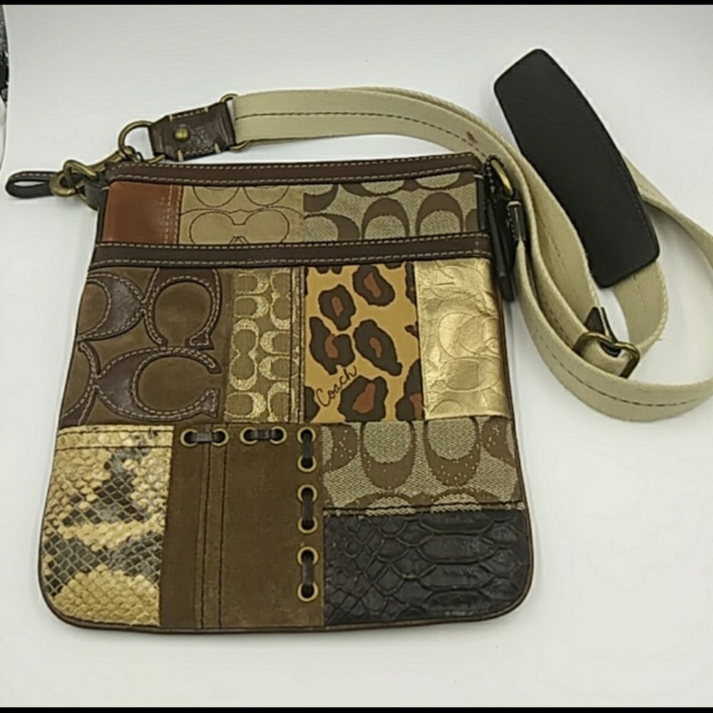 Coach Patchwork Design Adjustable Strap Crossbody… - image 1